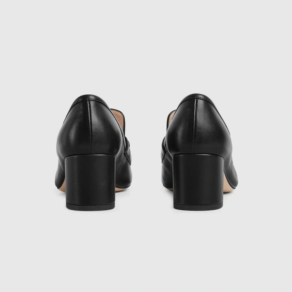 Gucci Heeled Loafer Pumps with Horse Bit Black Leather Women’s 36.5 - Picture 4 of 12